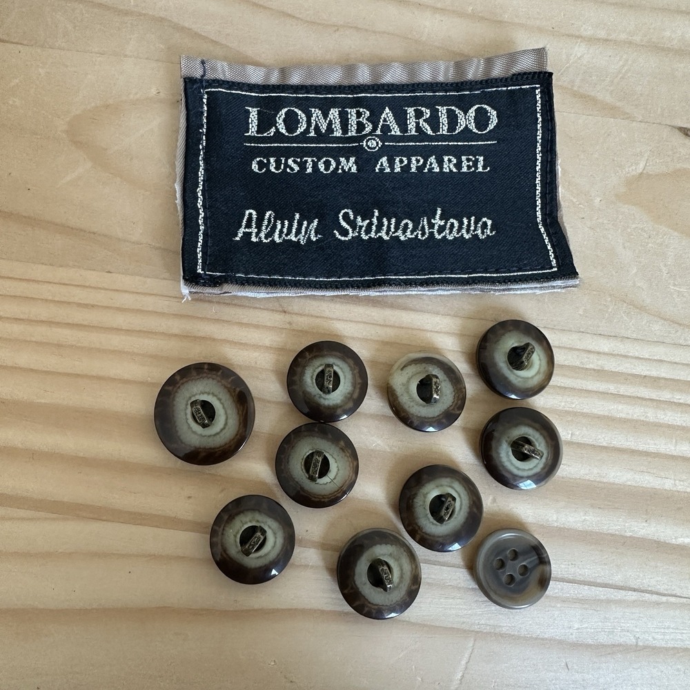 VTG Lombardo Men's Blazer Jacket Buttons 10 Item Set Brass Crest Tortoiseshell - Picture 4 of 9